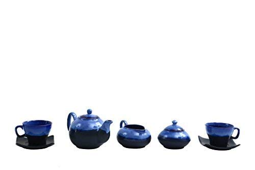Ceramic Handmade Blue & Black Studio Tea Pot Set of 7-
ArtyCraftz.com