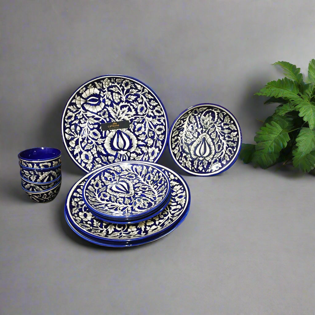 Ceramic Handmade Blue Mughal Combo Dinner Set -ArtyCraftz.com