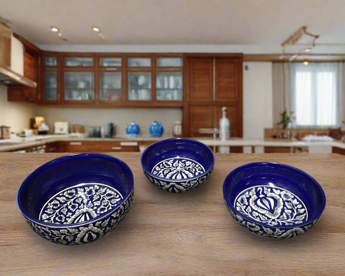 Ceramic Handmade Blue Mughal Combo Dinner Set-ArtyCraftz.com