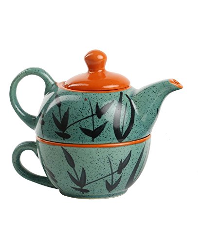 Ceramic Handmade Green & Orange Bamboo Design-ArtyCraftz.com