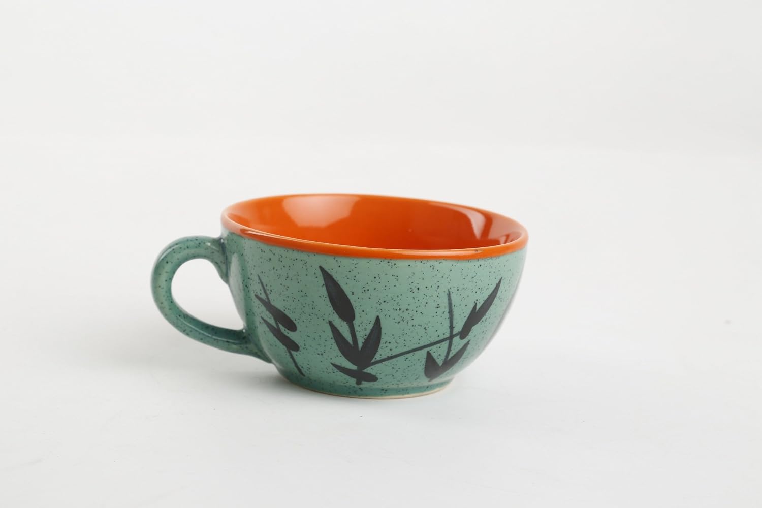 Ceramic Handmade Green & Orange Bamboo-ArtyCraftz.com