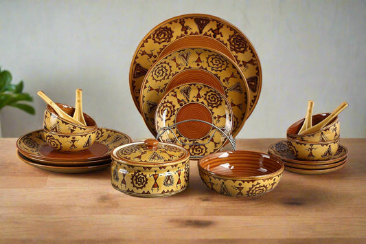 Ceramic Handmade Mustard Romani Mini Dinner Set-ArtyCraftz.com