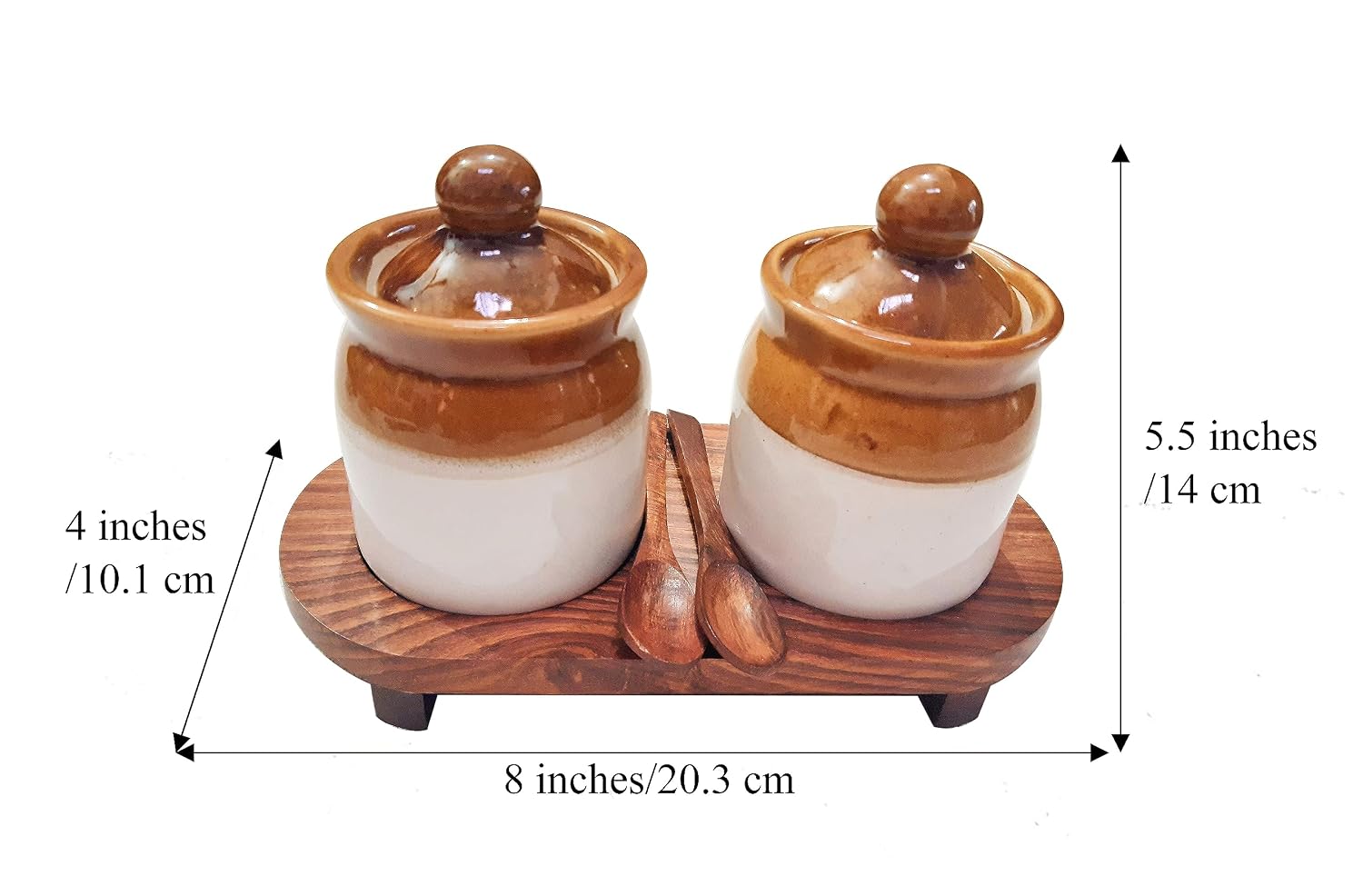 Ceramic Pickle Jars with lid for dining table with 2 Spoons Classic Design-ArtyCraftz.com