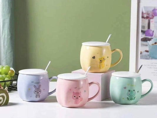 Ceramic Pumpkin Shaped Coffee Mug with Saucer and Steel Spoon-ArtyCraftz.com