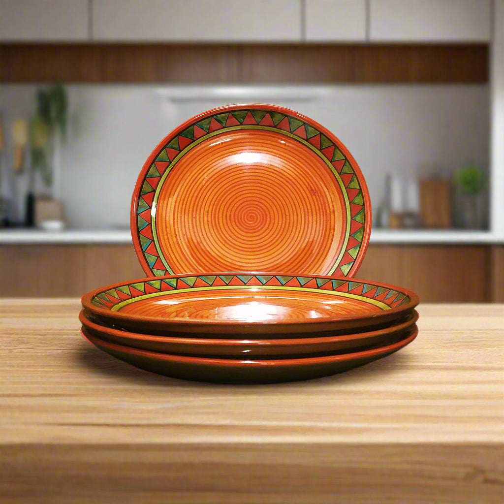 Ceramic Red Green Tribal Combo Dinner Set -ArtyCraftz.com