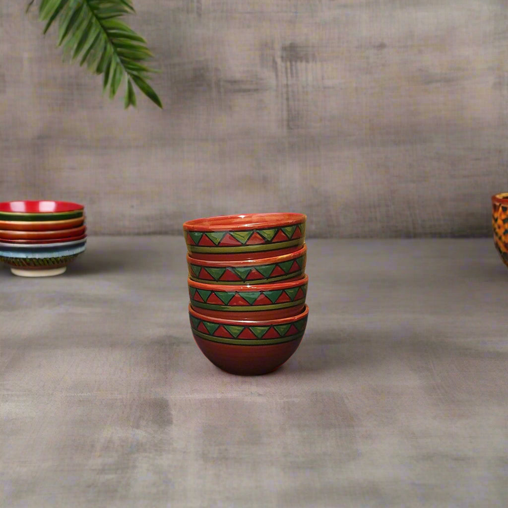 Ceramic Red Green Tribal Combo Dinner Set -ArtyCraftz.com
