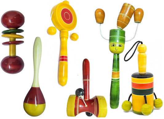 Channapatna Toys Non Toxic Wooden Baby Rattles