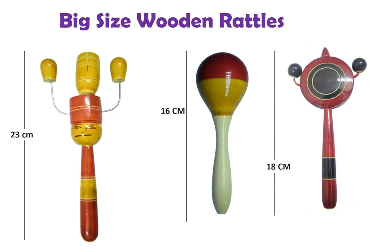 Channapatna Toys Non Toxic Wooden Baby Rattles