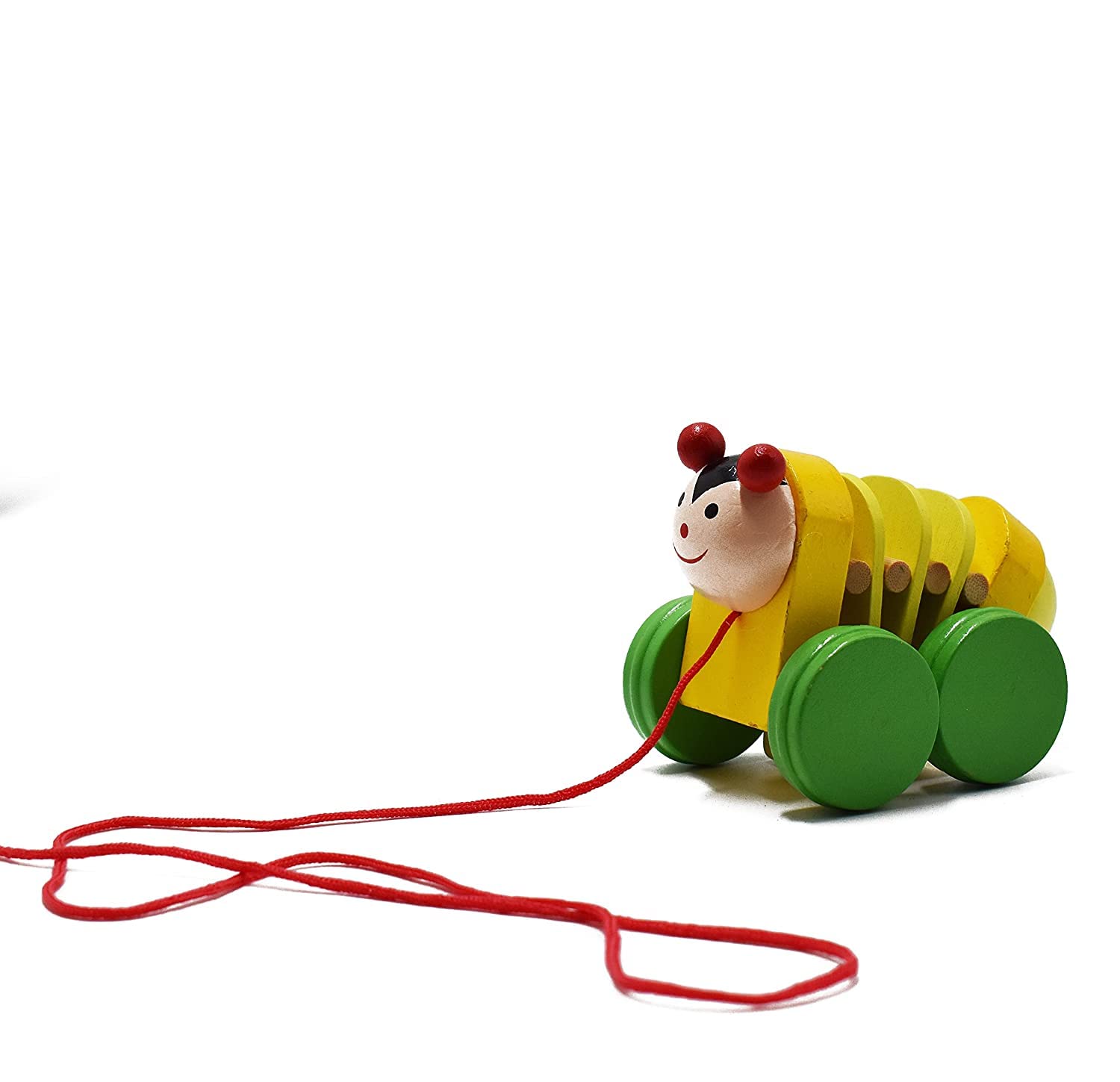 Channapatna Wooden Pull Along Bee Toy-ArtyCraftz.com