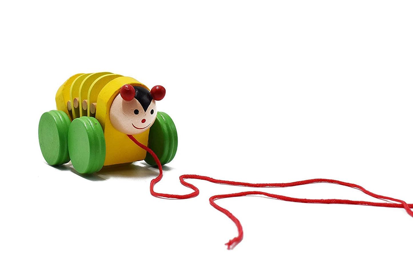 Channapatna Wooden Pull Along Bee Toy-ArtyCraftz.com