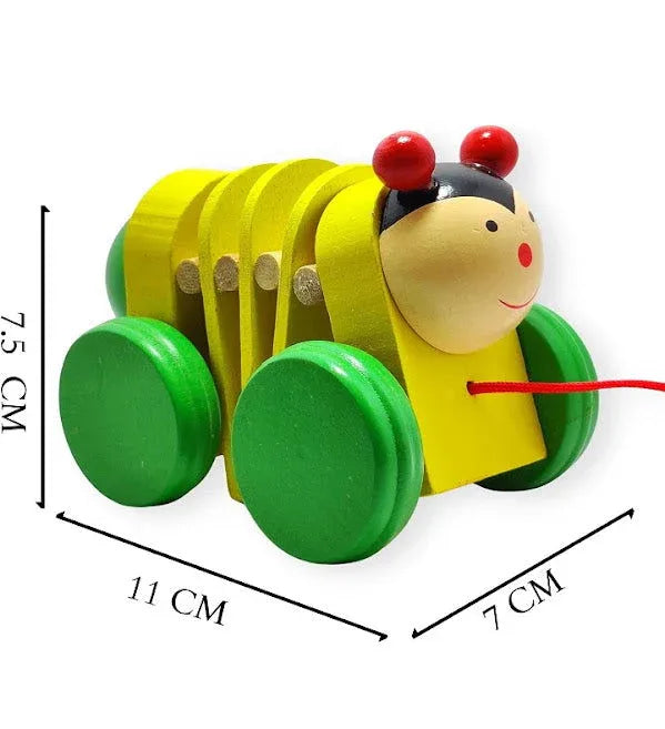 Channapatna Wooden Pull Along Bee Toy-ArtyCraftz.com