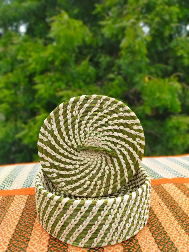 Handmade Green Sabai Storage Box / Chapati Serving Box - ArtyCraftz.com