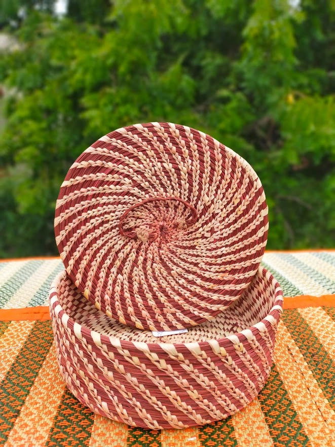 Handmade Maroon Sabai Storage Box / Chapati Serving Box - ArtyCraftz.com