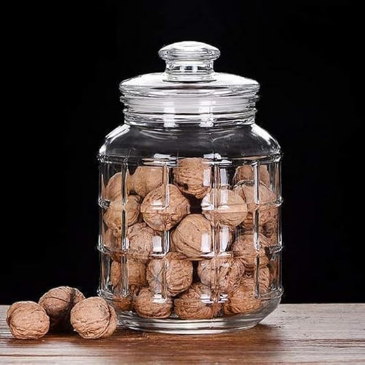 Checkered Pattern Keg Glass Jar 2000 ML-ArtyCraftz.com