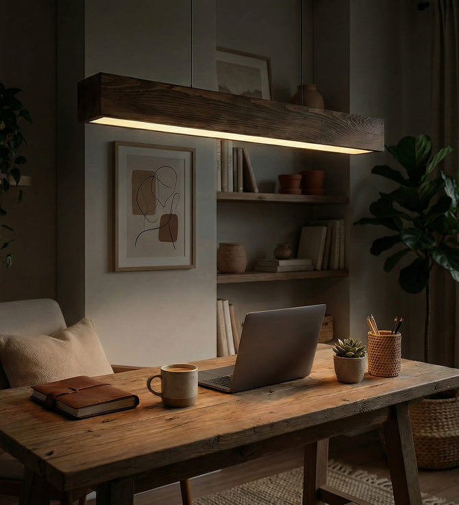 Clara 36 Brown Wooden LED Hanging Lamp