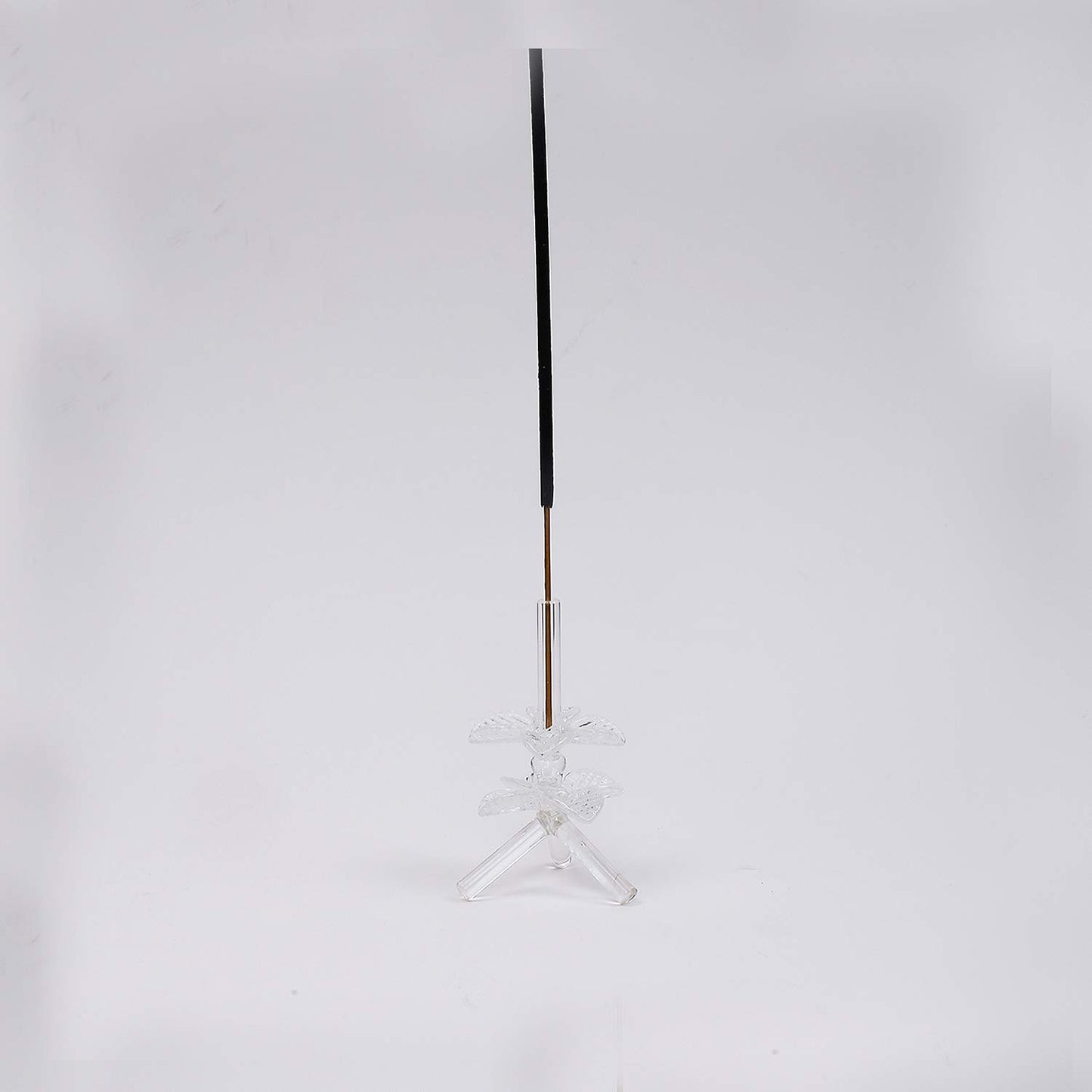 Clear glass incense holder with decorative leaf design-ArtyCraftz.com