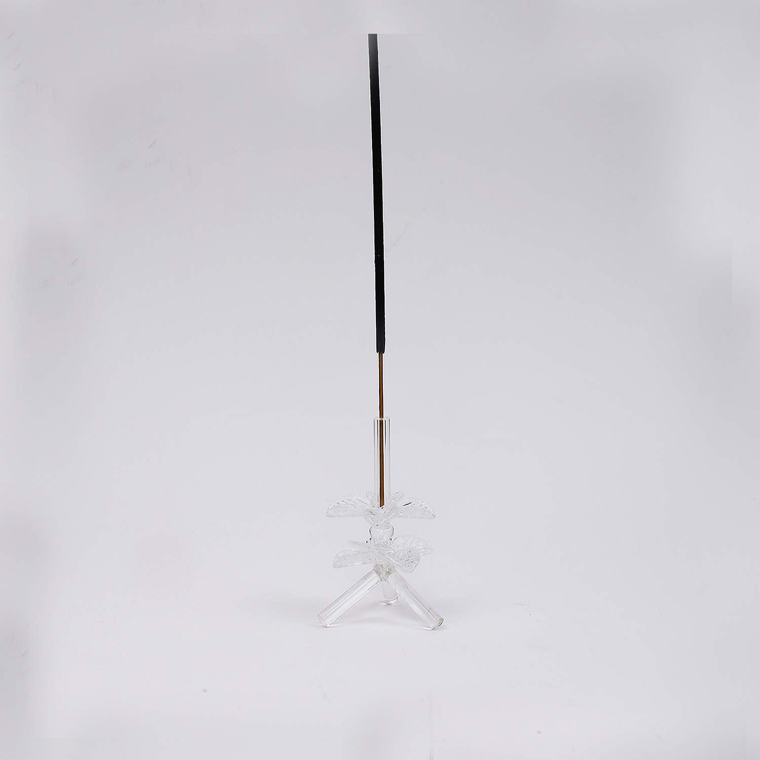 Clear glass incense holder with decorative leaf design-ArtyCraftz.com