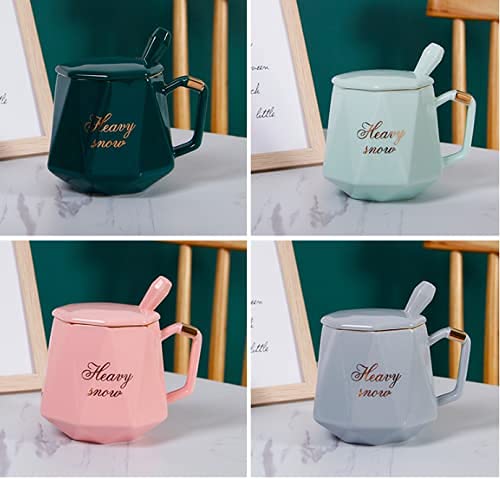 Coffee Tea Ceramic Mug Cup with Spoon and lid-ArtyCraftz.com