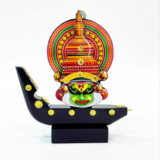 Colourful Wooden Kathakali Mask on Boat