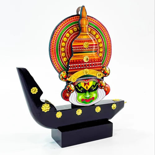 Colourful Wooden Kathakali Mask on Boat