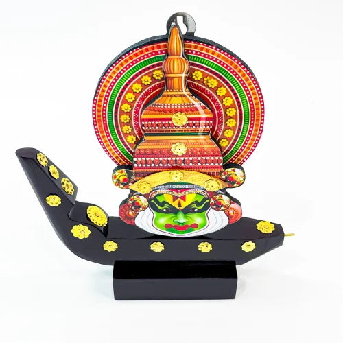 Colourful Wooden Kathakali Mask on Boat