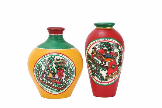Combo Of Terracotta Handpainted Vases,Pots For Home Decor & Gift - ArtyCraftz.com