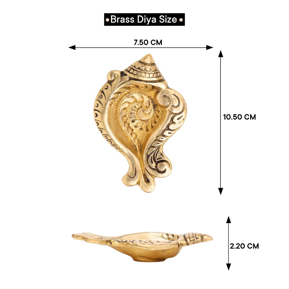Conchshell Shaped Brass Diya-ArtyCraftz.com