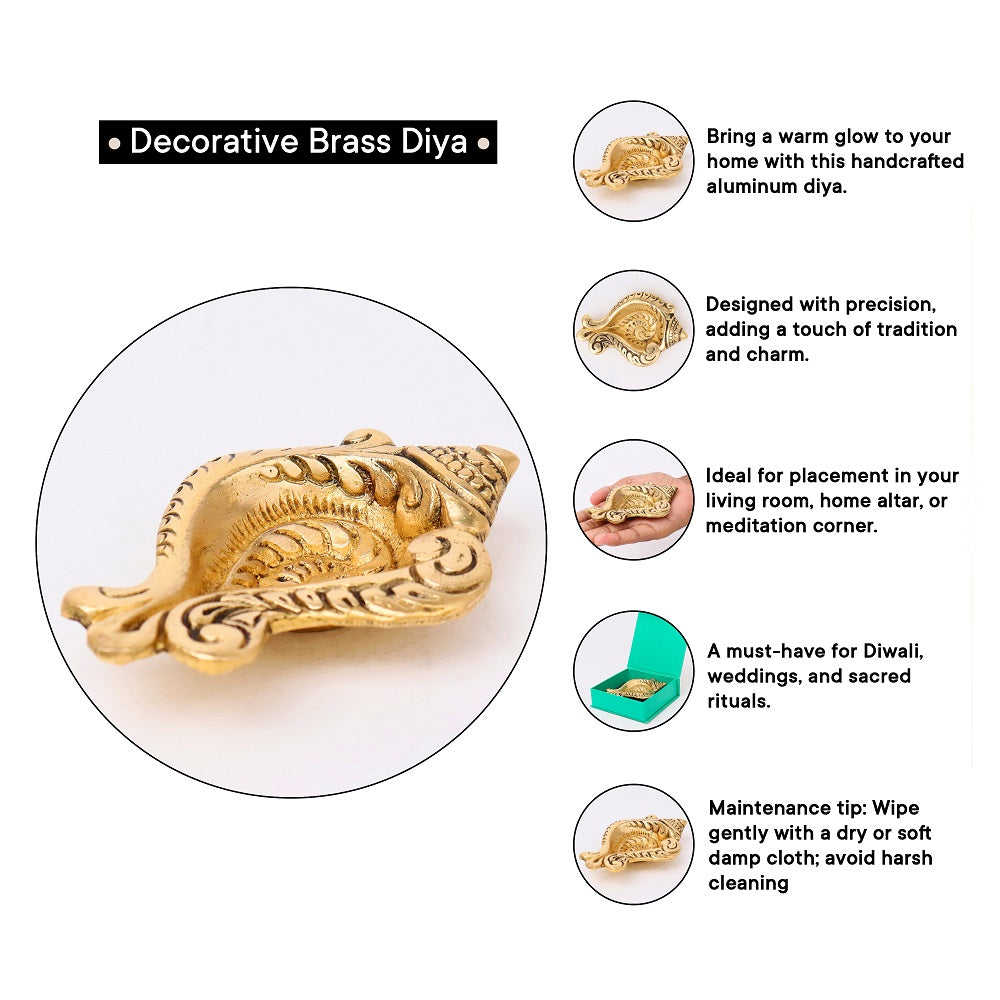 Conchshell Shaped Brass Diya-ArtyCraftz.com