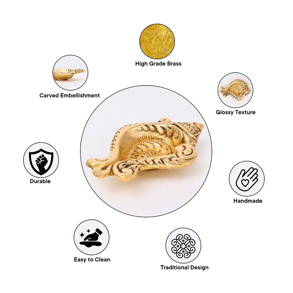 Conchshell Shaped Brass Diya-ArtyCraftz.com