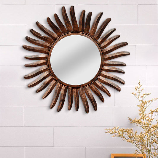 Contemporary Decorative Iron Brown Handcrafted Wall Mirror