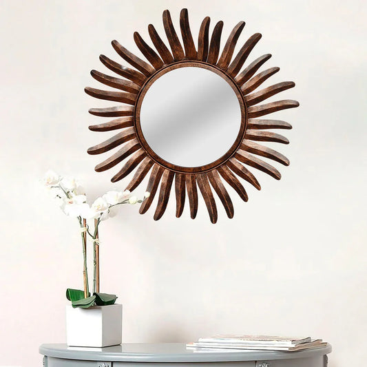 Contemporary Decorative Iron Brown Handcrafted Wall Mirror