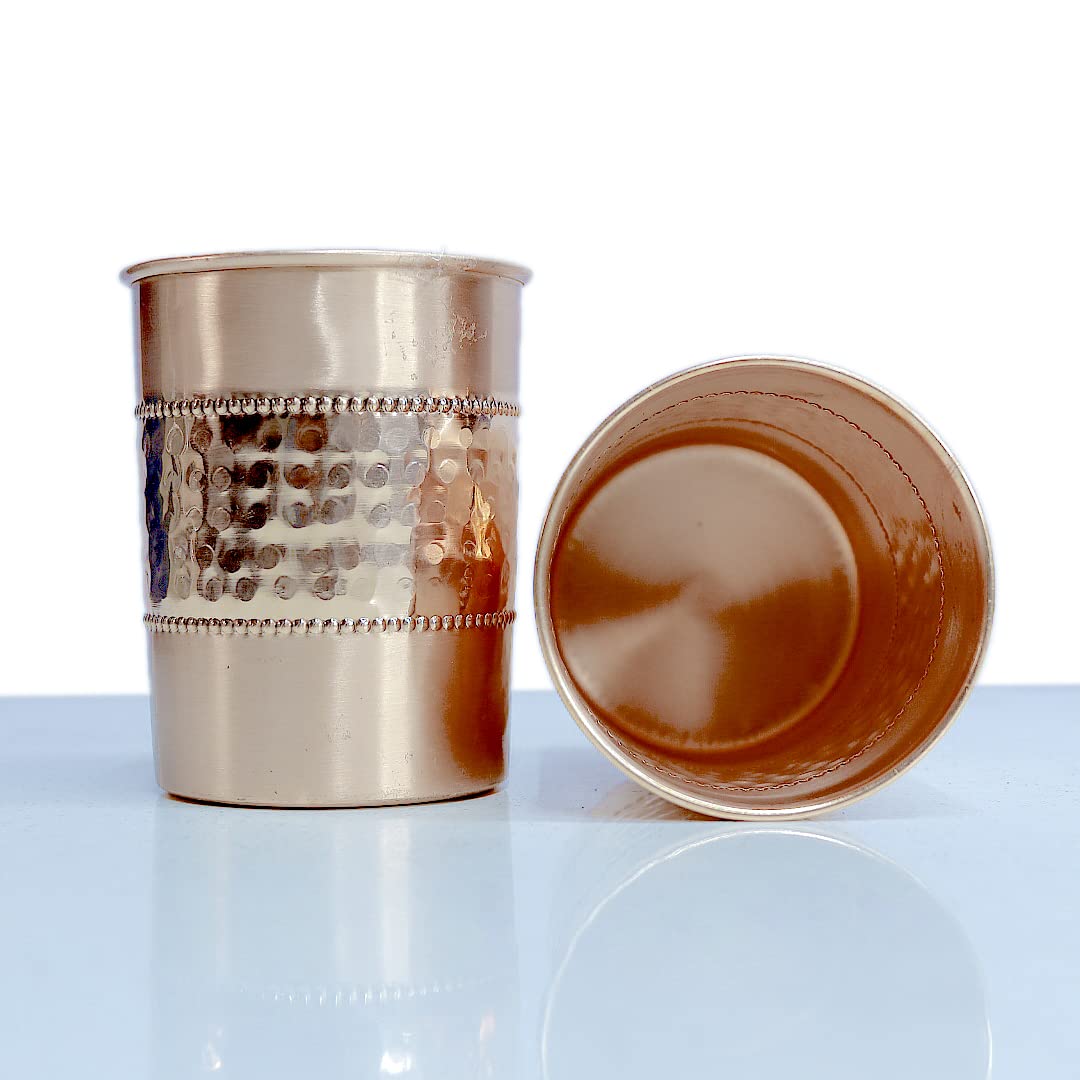 Copper Half-Hammered Straight Glass Tumbler-ArtyCraftz.com