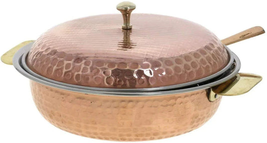 Copper Handi with Lid and Serving Spoon, Tableware & Serveware
