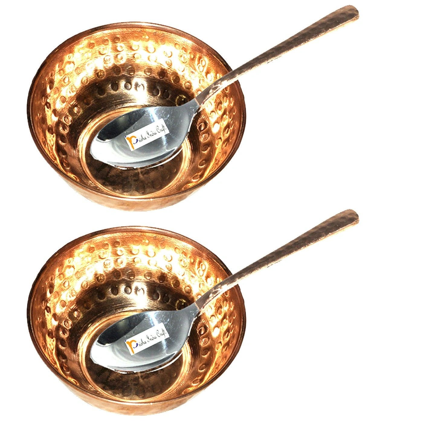 Copper Serving Bowl with Spoon, Hammered Design 320 ML Set of 1/2/3/5/6_-_ArtyCraftz.com
