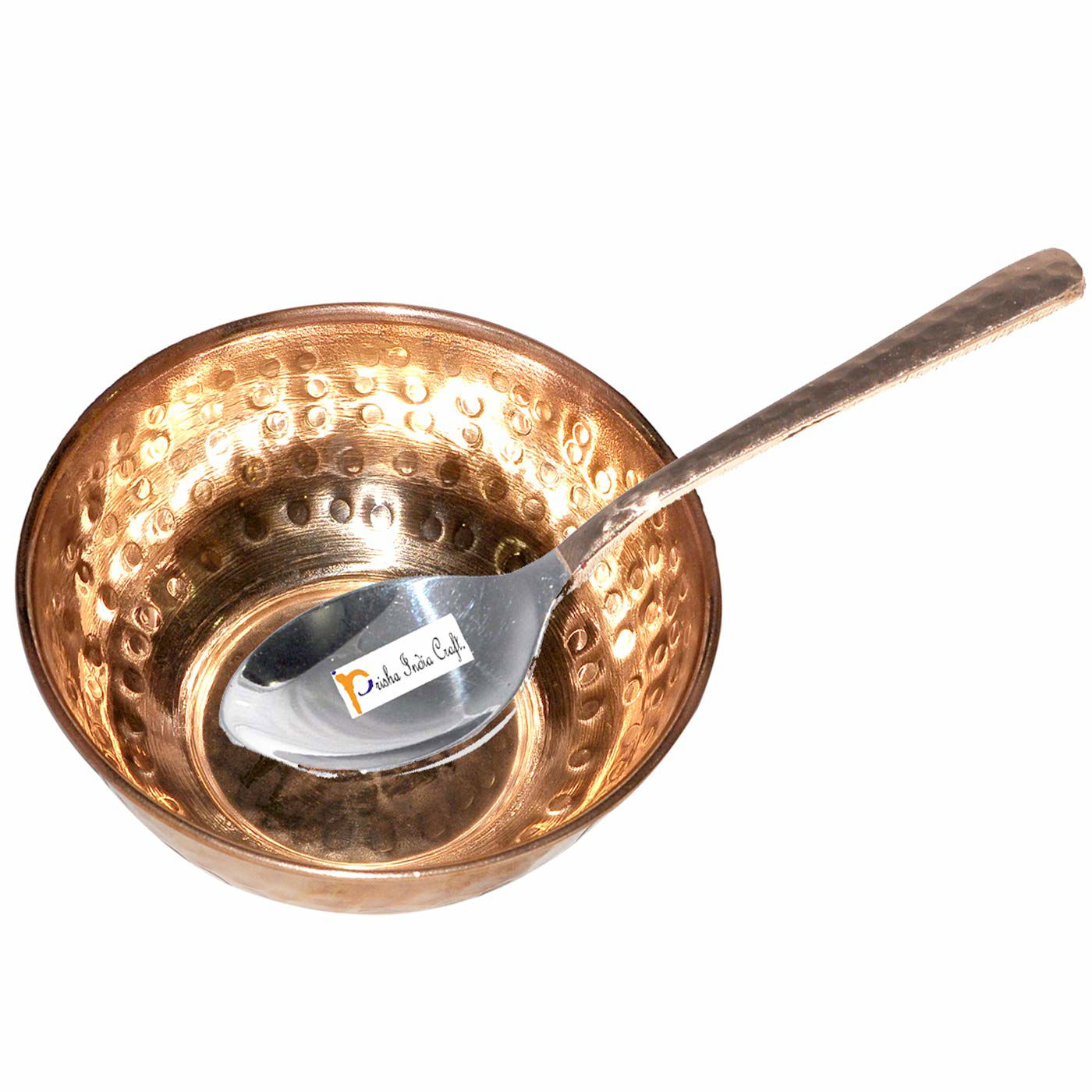 Copper Serving Bowl with Spoon, Hammered Design 320 ML Set of 1/2/3/5/6_-_ArtyCraftz.com