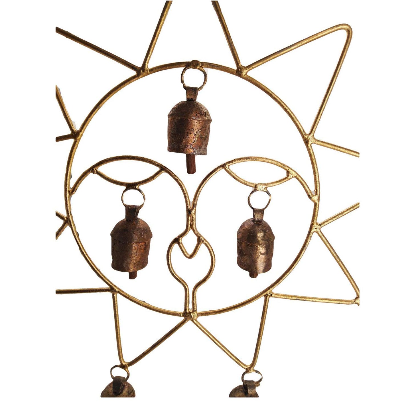 Copper Sun-Shaped Bells Wall Hanging-ArtyCraftz.com