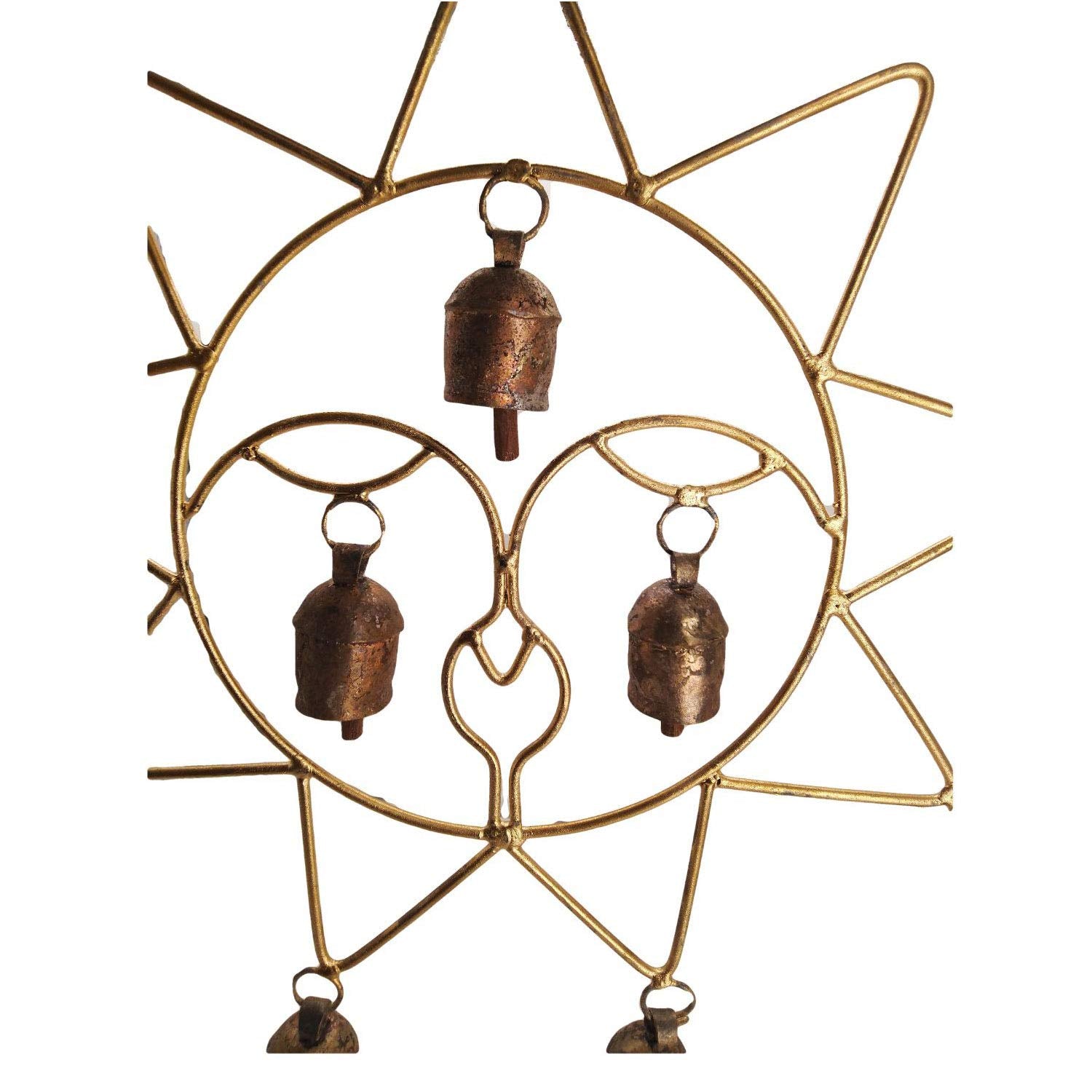 Copper Sun-Shaped Bells Wall Hanging-ArtyCraftz.com
