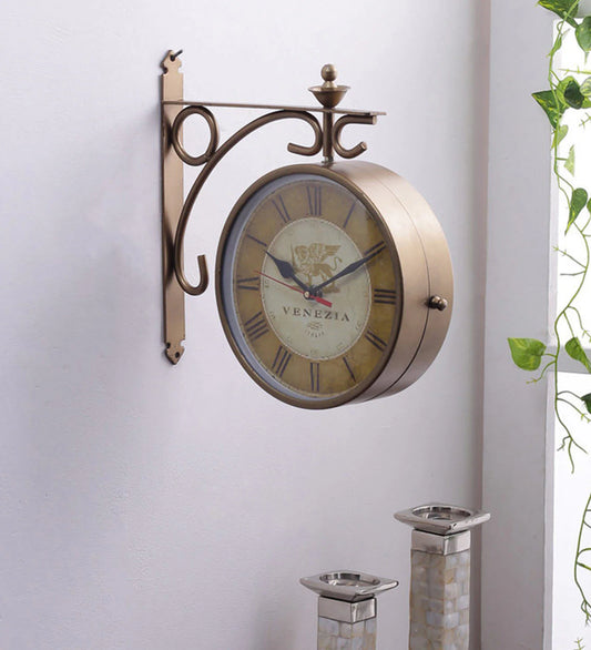 Cosmic Gold Metal Analog Railway Clock