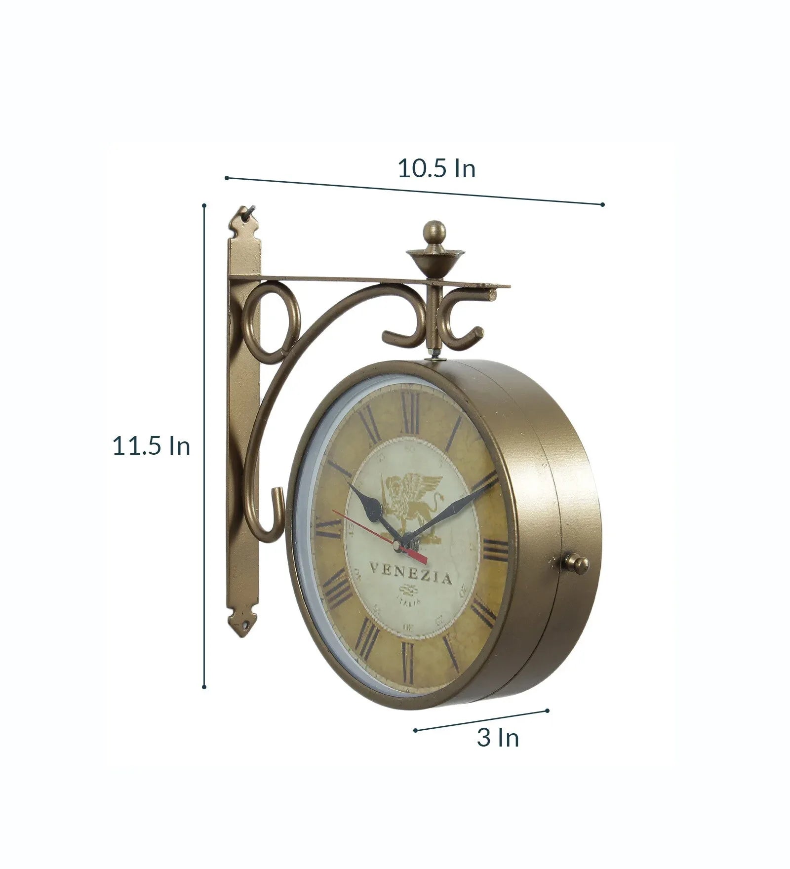 Cosmic Gold Metal Analog Railway Clock