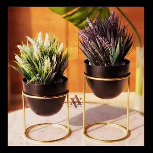 CraftVatika Metal Planter Pots Flower vase with Stand for Indoor Outdoor Plants, Balcony, Tabletop, Home, Office Decor, Pack of 2 - ArtyCraftz.com