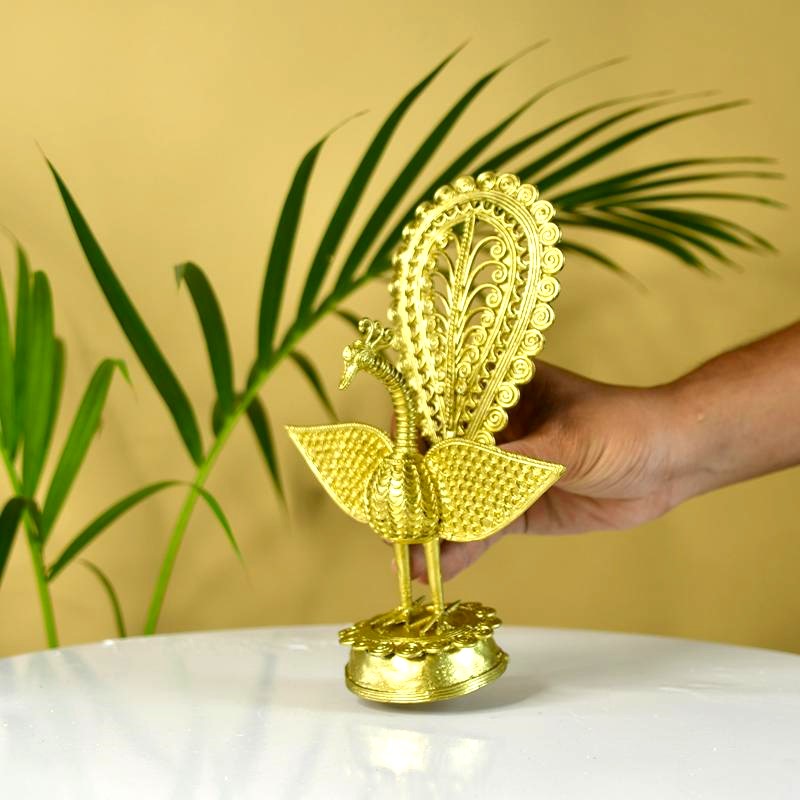 Dhokra Art Tabletop Peacock Showpiece