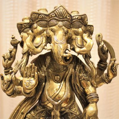 Brass Dancing Panchamukhi Ganesha Idol