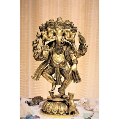 Brass Dancing Panchamukhi Ganesha Idol