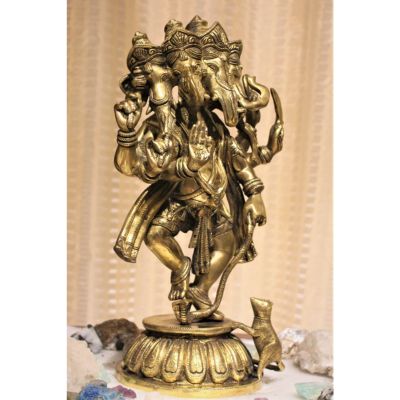 Brass Dancing Panchamukhi Ganesha Idol