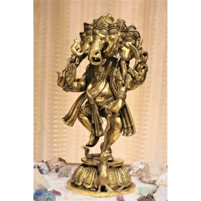 Brass Dancing Panchamukhi Ganesha Idol