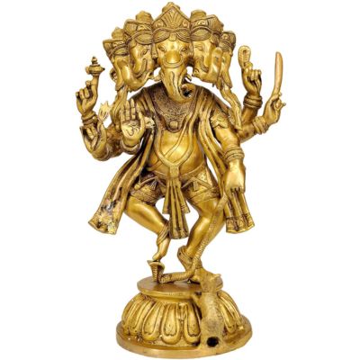 Brass Dancing Panchamukhi Ganesha Idol