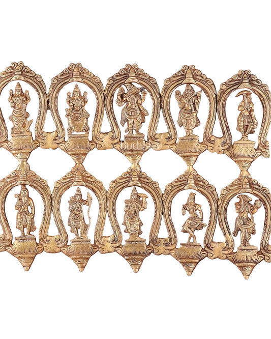 Dashavatara wall hanging showing ten avatars of Vishnu-ArtyCraftz.com