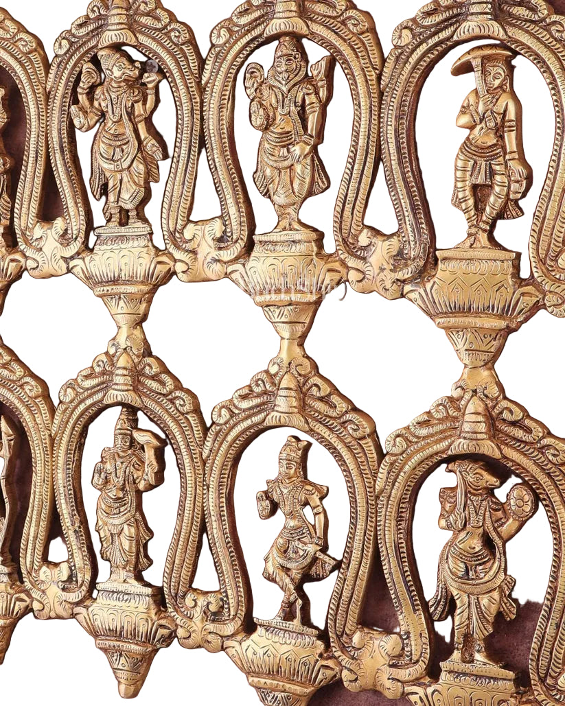 Dashavatara wall hanging showing ten avatars of Vishnu-ArtyCraftz.com