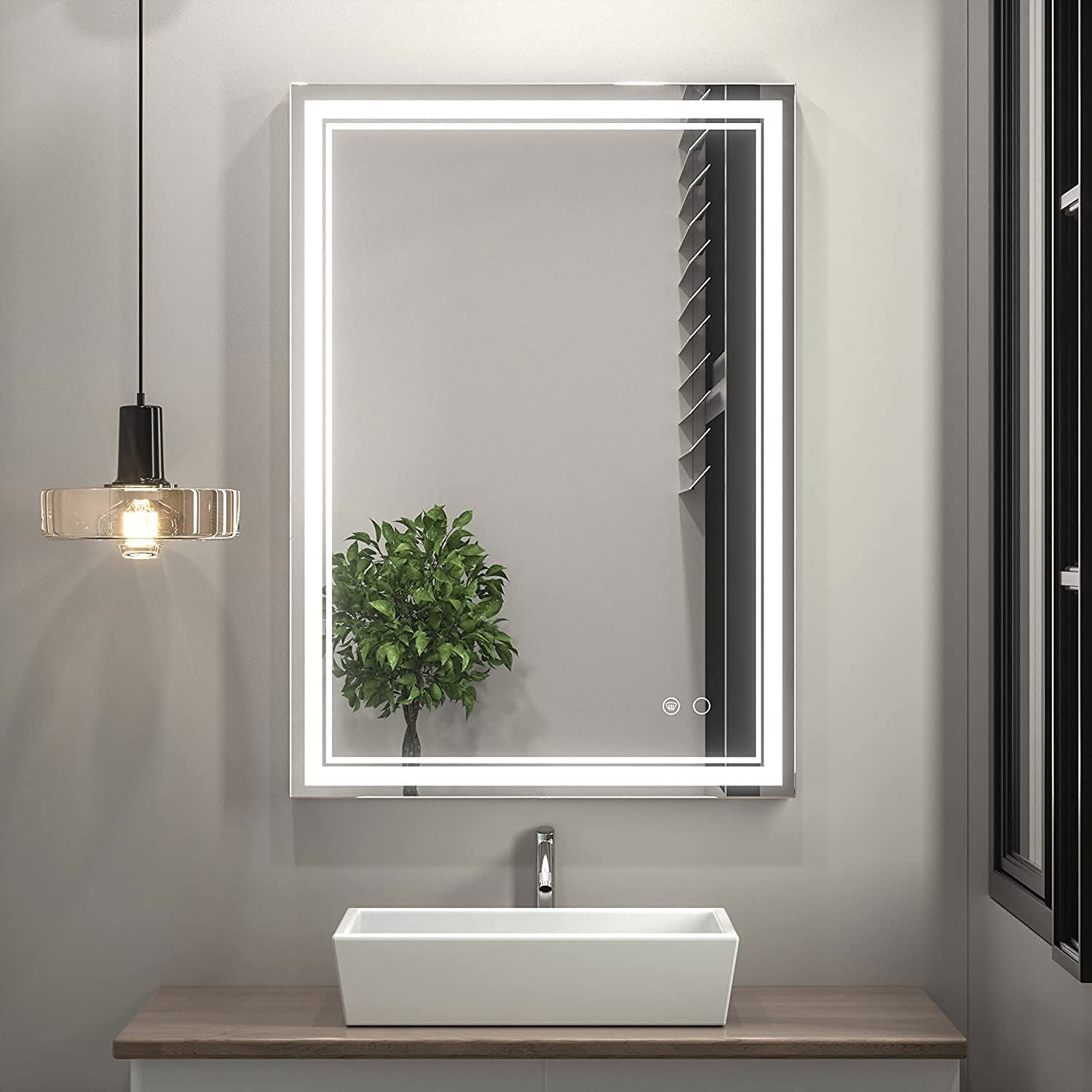 LED Light Wall Mounted Mirror for Bathroom, Vanity, Washbasin Office Mirror LED Light with Sensor / Adjustable White/Daylight (Front : White, 18"X24" - ArtyCraftz.com