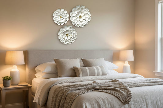 Elegant White Flower Wall Decor Set for Stylish Interiors-ArtyCraftz.com